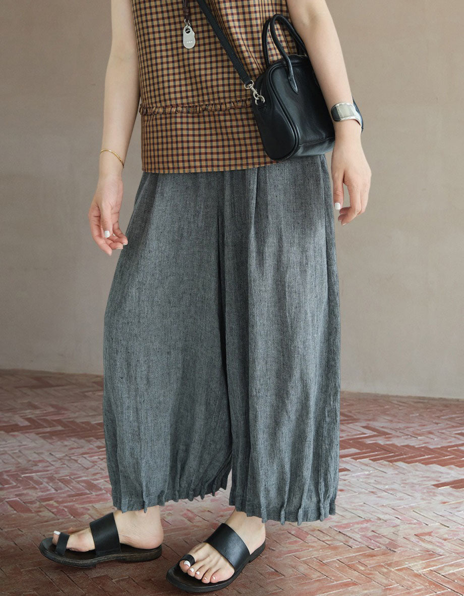 Vintage Style Linen Palazzo Pants Women