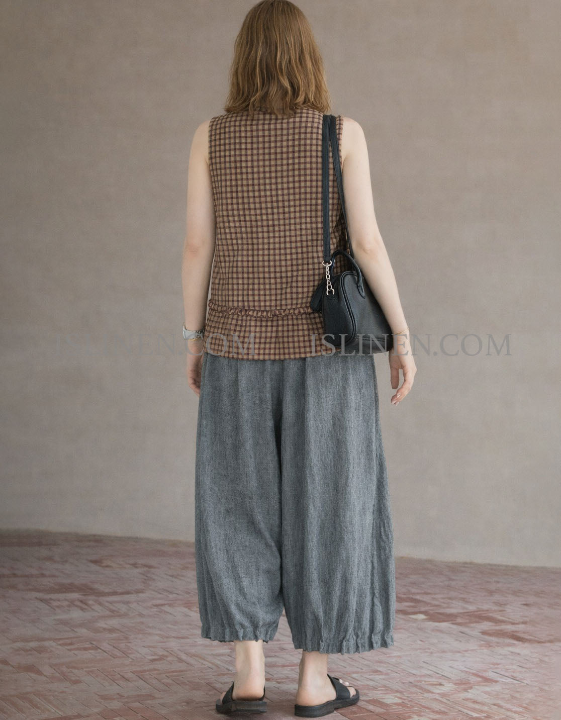 Relaxed Fit Linen Wide Leg Pants Women