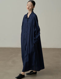 Women’s Long Sleeve Shirt Dress – Oversized Navy Casual Maxi Dress