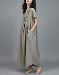Women’s casual gray maxi dress breathable fabric texture