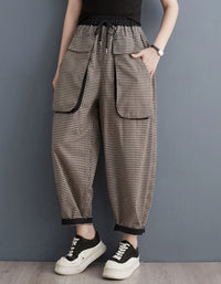 Women’s Loose Fit Plaid Jogger Pants Casual Style