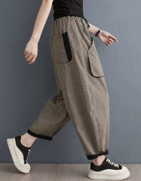 Women’s Oversized Plaid Tapered Pants Streetwear