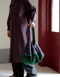 Women’s winter plaid tote bag soft fur trim handbag
