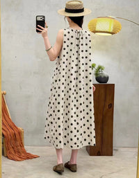 Vintage style polka dot midi dress lightweight summer outfit