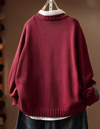 Vintage Flower Embroidery Cardigan Soft Knit Sweater