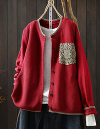 Women's Loose Fit Vintage Cardigan – Cozy Button Down Knit Sweater