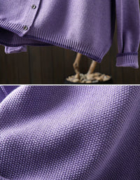 Women's Cottagecore Purple Cardigan with Handmade Style Details