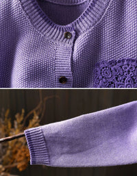 Women's Casual Loose Knit Sweater Cardigan with Front Buttons