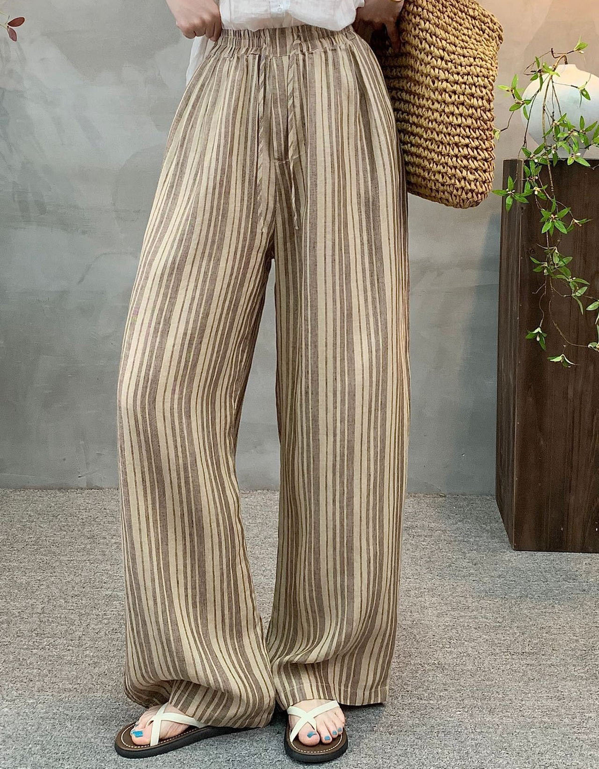 Women’s Elastic Waist Striped Lounge Pants