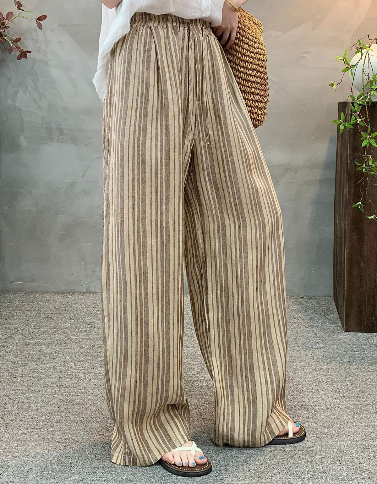 Women’s Relaxed Wide Leg Striped Trousers