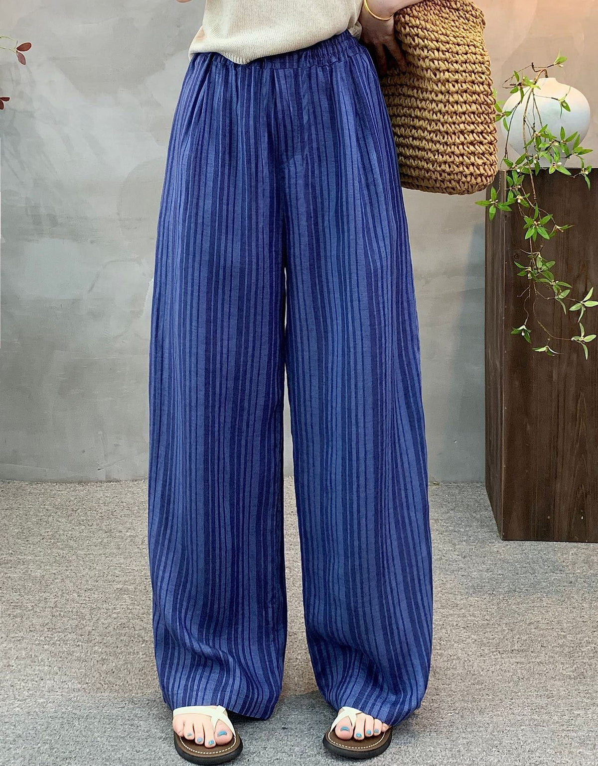Breathable Striped Wide Leg Summer Pants
