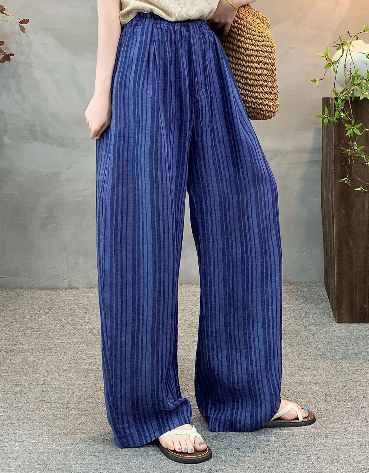 Vintage Striped High Waist Wide Leg Pants