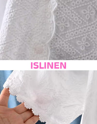 Women cotton linen embroidered blouse with hood