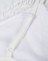 Women’s White Lace Trim Sleeveless Camisole Top