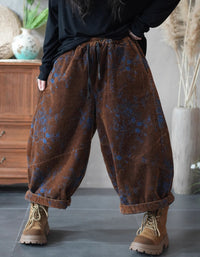 Women Winter Casual Embroidered Wide Leg Baggy Pants