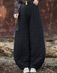 Women Winter Casual Pure Color Quilted Loose Lantern Pants