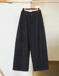 Women Winter Loose Fit Plaid Straight Trousers