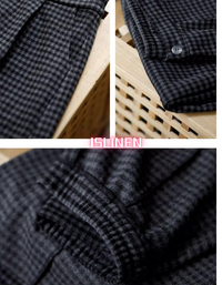 Women Winter Loose Fit Plaid Straight Trousers