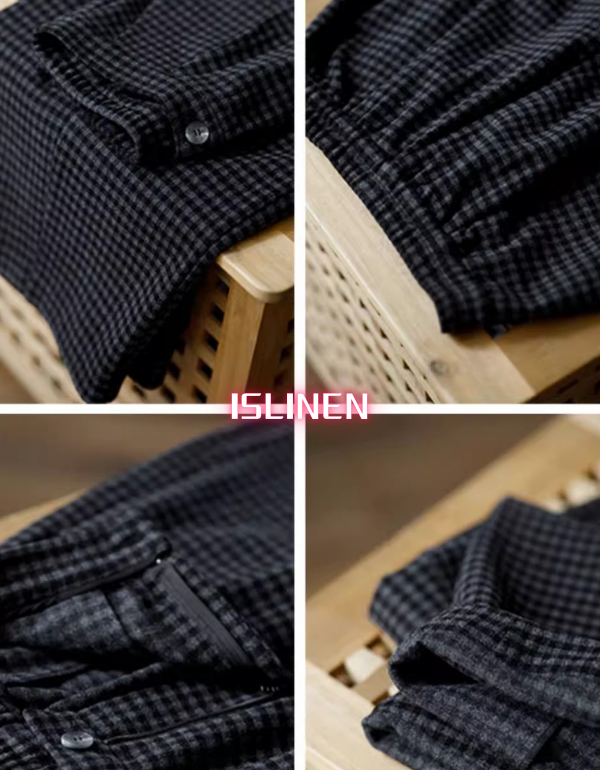 Women Winter Loose Fit Plaid Straight Trousers