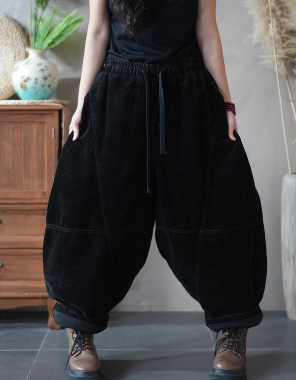 Women Winter Oversized Pure Color Corduroy Harem Pants