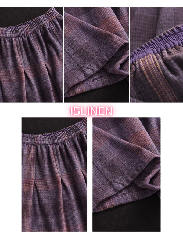 Women Winter Vintage Warm Thick Plaid Midi Skirt