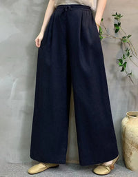 Women’s Minimalist Pink Linen Pants – Loose Drawstring High Waist Palazzo Bottoms