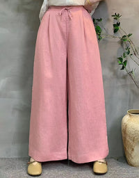 Women’s Lightweight Linen Blend Pants – Loose Fit Palazzo Lounge Trousers