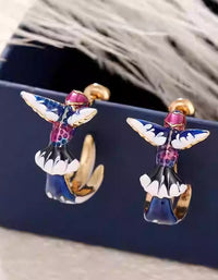 Women Handmade Hummingbird Drip Earrings