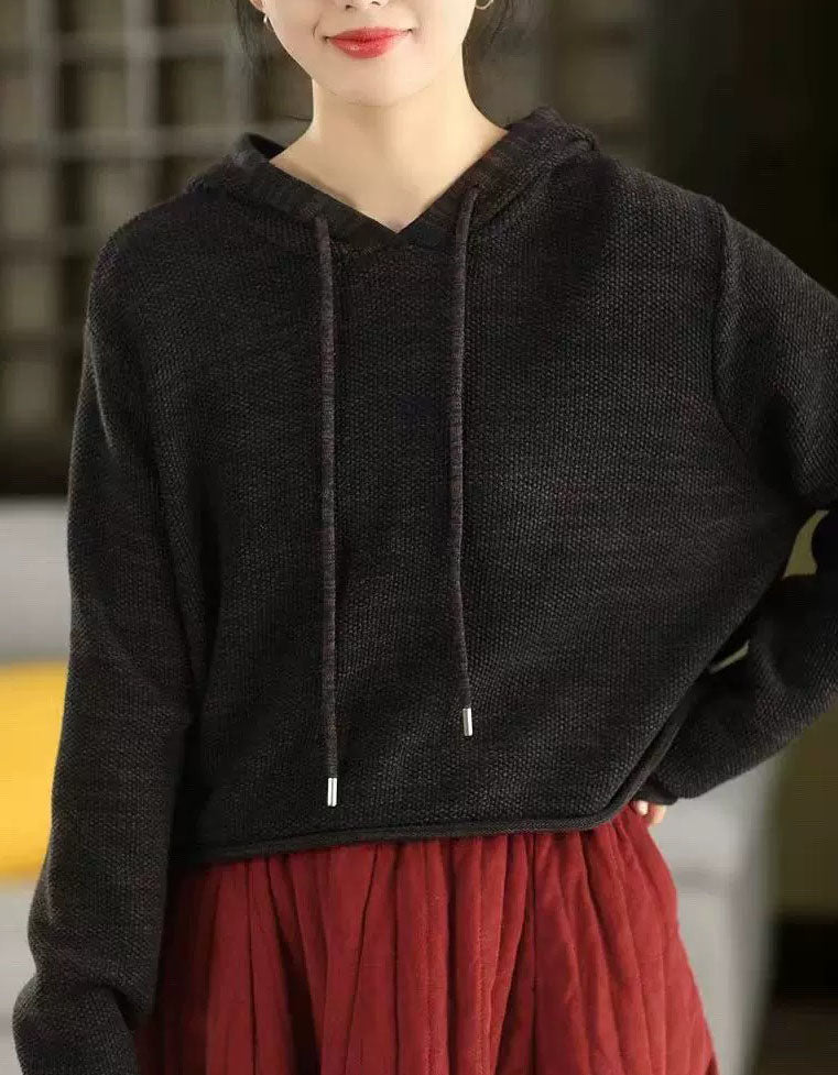 Suéter informal de punto con capucha de otoño para mujer