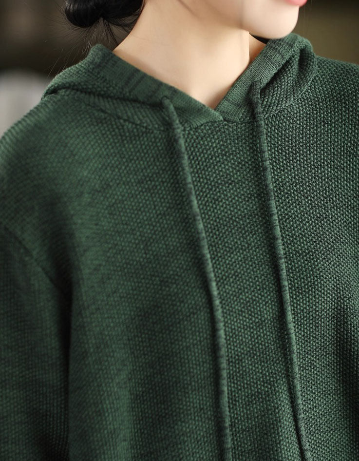 Suéter informal de punto con capucha de otoño para mujer