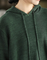 Suéter informal de punto con capucha de otoño para mujer