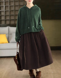 Suéter informal de punto con capucha de otoño para mujer