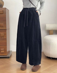 Women's Vintage Brown Corduroy Relaxed Wide Leg Pants