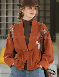 Women's Boho Embroidered Kimono Style Casual Jacket