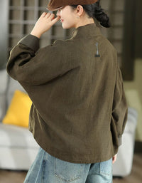Back View of Women's Rust Brown Boho Tie Front Kimono Jacket