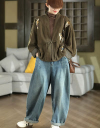 Women's Artistic Embroidered Casual Kimono Jacket