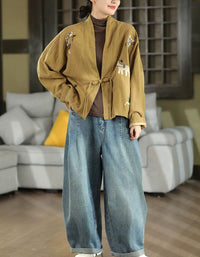 Women's Relaxed Fit Embroidered Kimono Outerwear