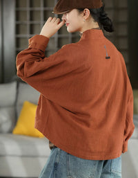 Back View of Women's Casual Embroidered Cotton Kimono Jacket