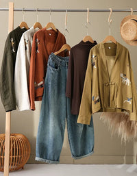 Women's Artistic Embroidered Open Front Jacket