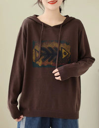 Women’s coffee sweater with vintage graphic print