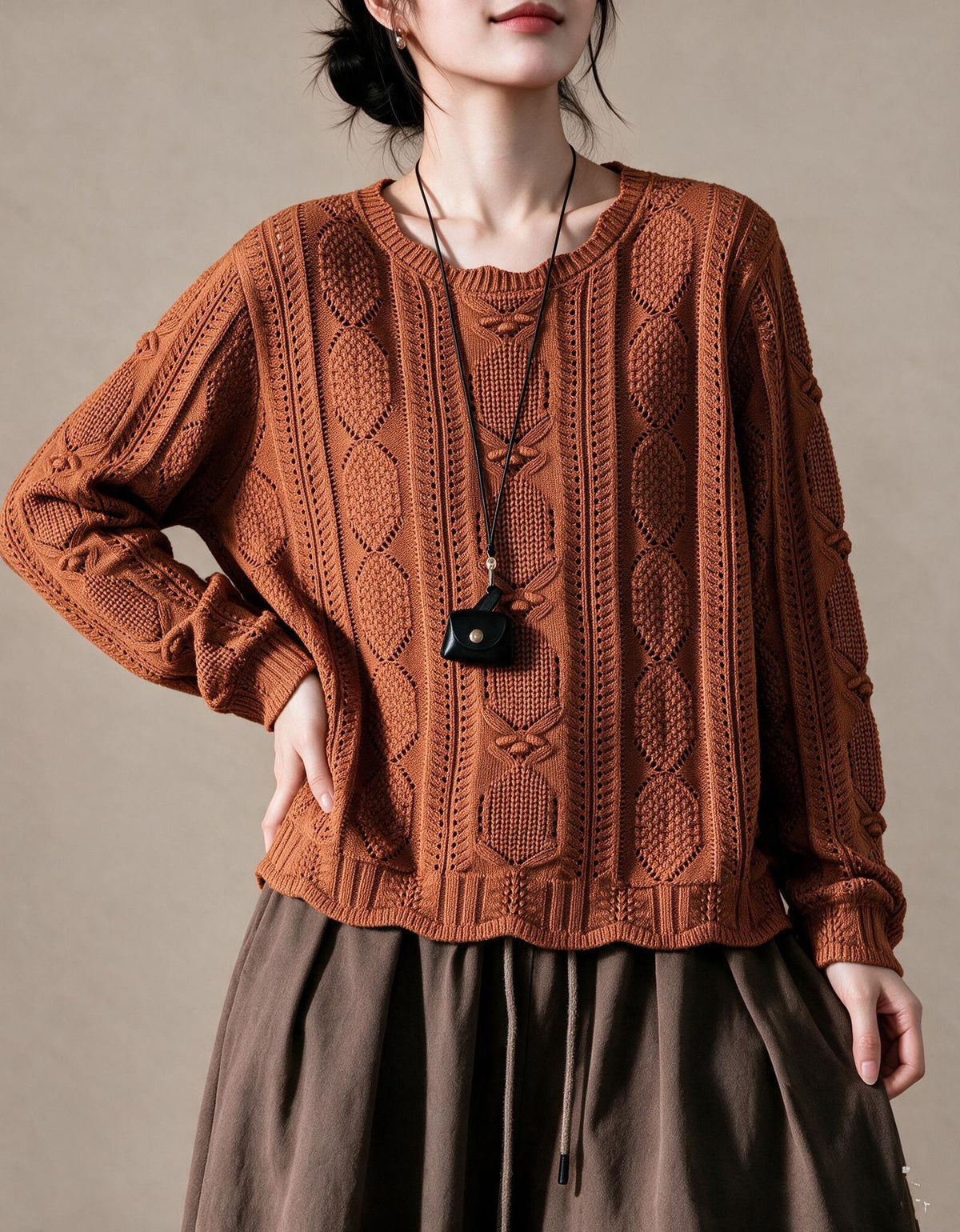 Women's vintage purple sweater casual autumn outfit