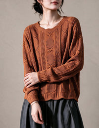 Loose fit purple knit sweater for women side view