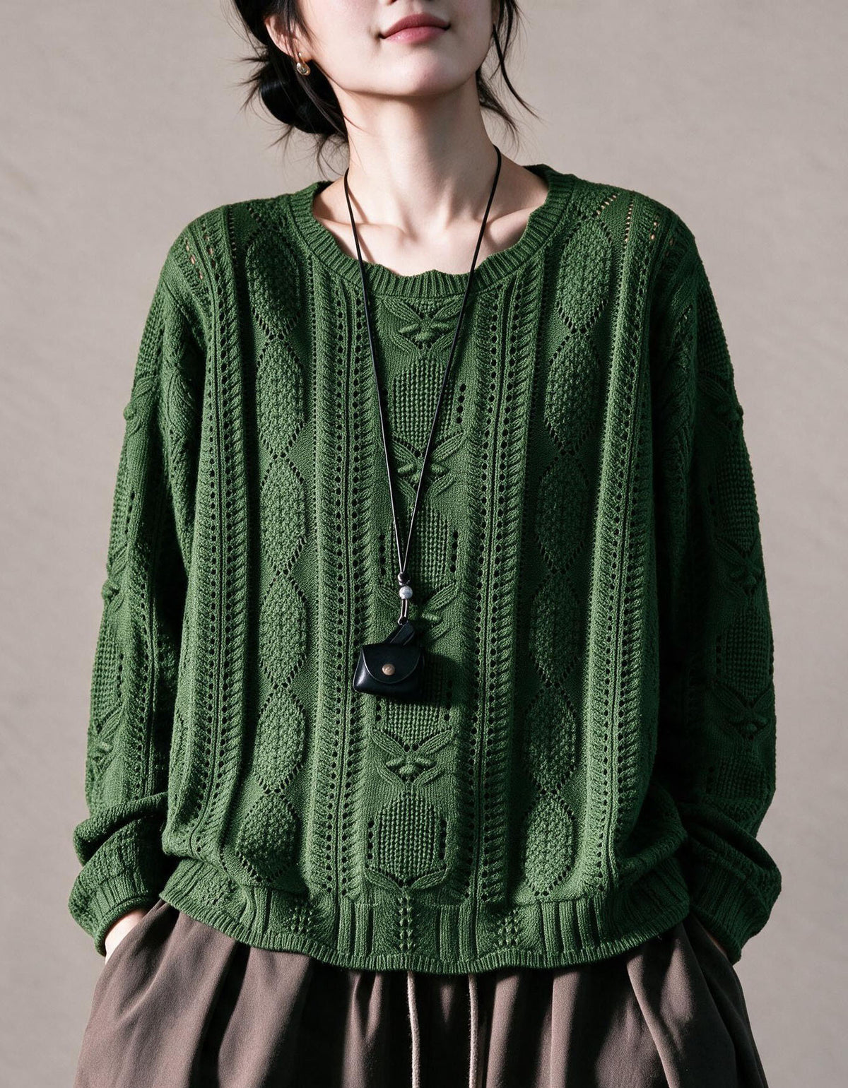 Women’s Purple Retro Cable Knit Sweater – Vintage Style