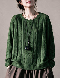 Women’s Purple Retro Cable Knit Sweater – Vintage Style