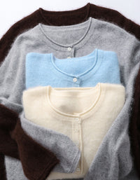 Women’s Cozy Brown Pullover Sweater with Button Detail