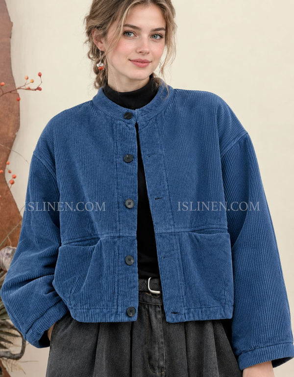 Women’s Vintage Corduroy Cropped Button Up Jacket