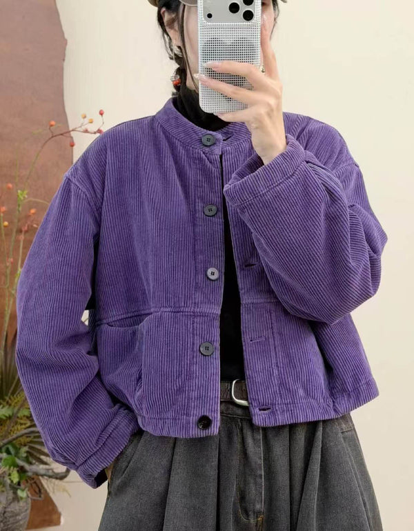 Women’s Vintage Casual Corduroy Button Front Jacket