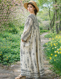 Bohemian V-neck maxi dress for women side view