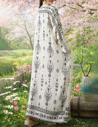 Loose fit boho maxi dress women back profile