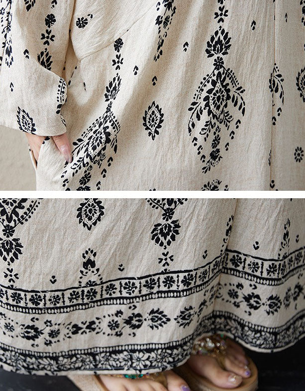 Ethnic print boho maxi dress fabric detail